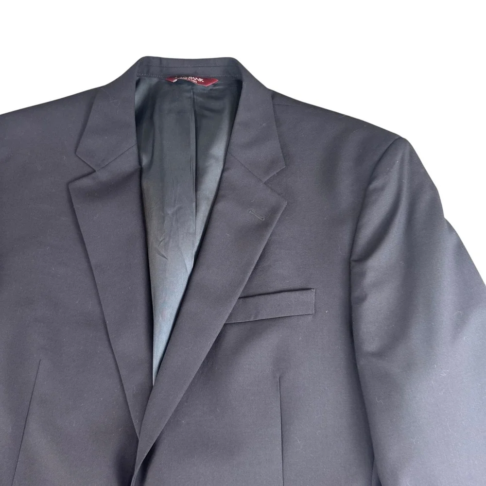 Jos. A. Bank Men 44R Blazer Navy Blue 100% Wool 2-Button Suit Jacket Single Vent